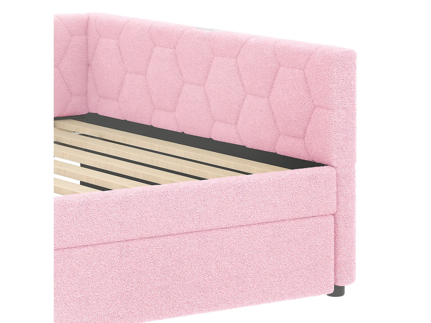 Sofabett 140×200 cm - mit Nestbett - mit USB-Anschluss + Type-C - rosa (ohne Matratze)