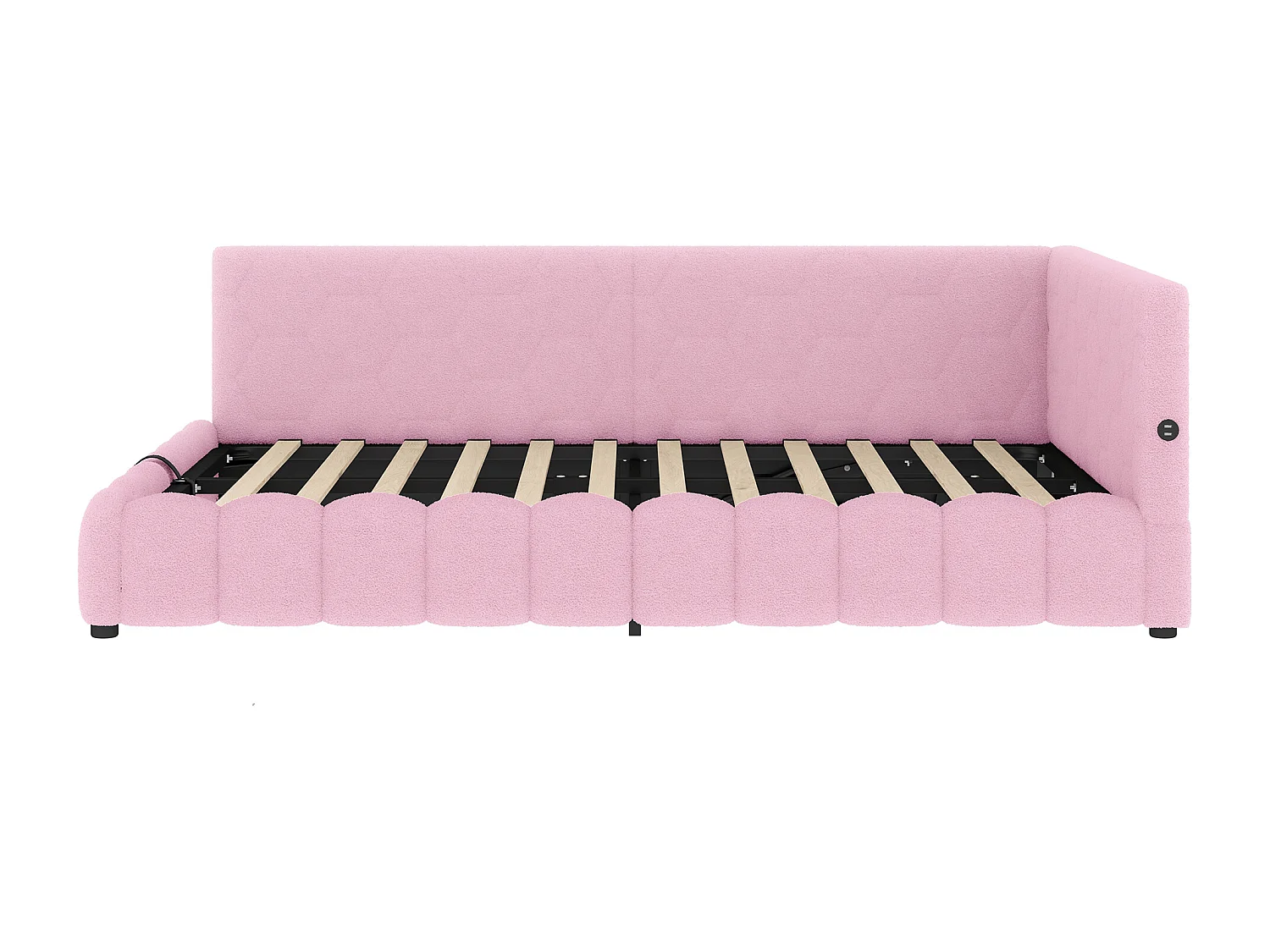 Ausziehbares Sofabett 140x200 cm - mit LED-Beleuchtung - mit USB + Type-C - rosa (ohne Matratze)