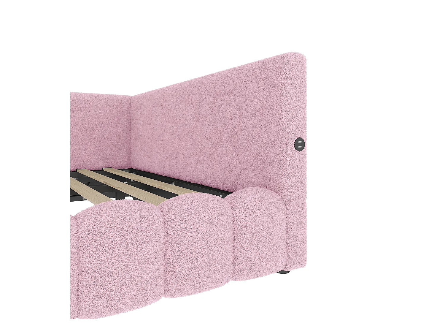 Ausziehbares Sofabett 140x200 cm - mit LED-Beleuchtung - mit USB + Type-C - rosa (ohne Matratze)
