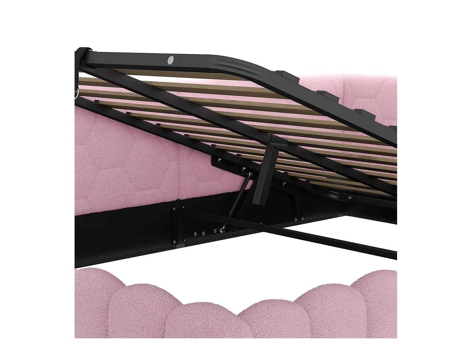 Ausziehbares Sofabett 140x200 cm - mit LED-Beleuchtung - mit USB + Type-C - rosa (ohne Matratze)