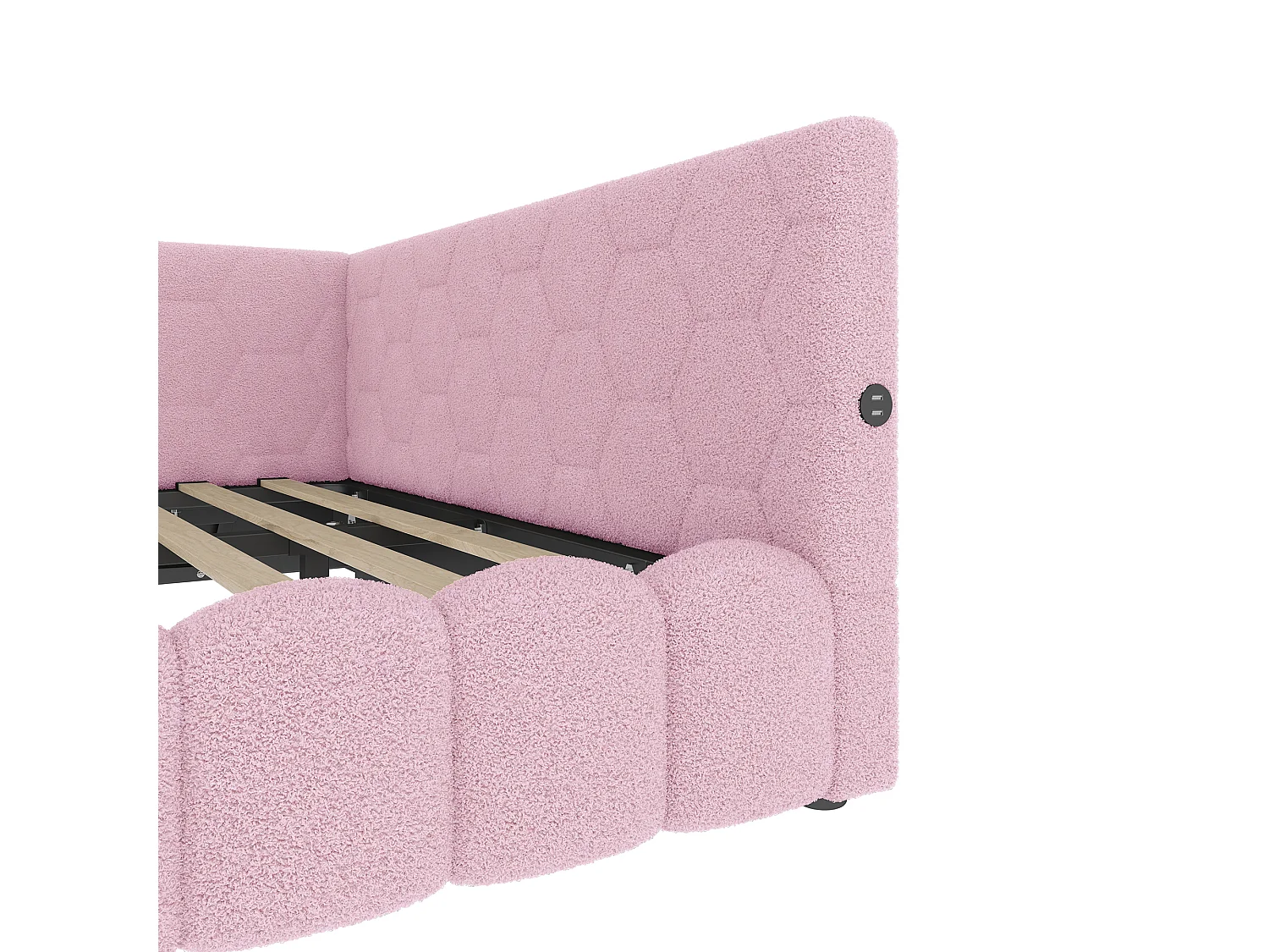 Ausziehbares Sofabett 140x200 cm - mit LED-Beleuchtung - mit USB + Type-C - rosa (ohne Matratze)