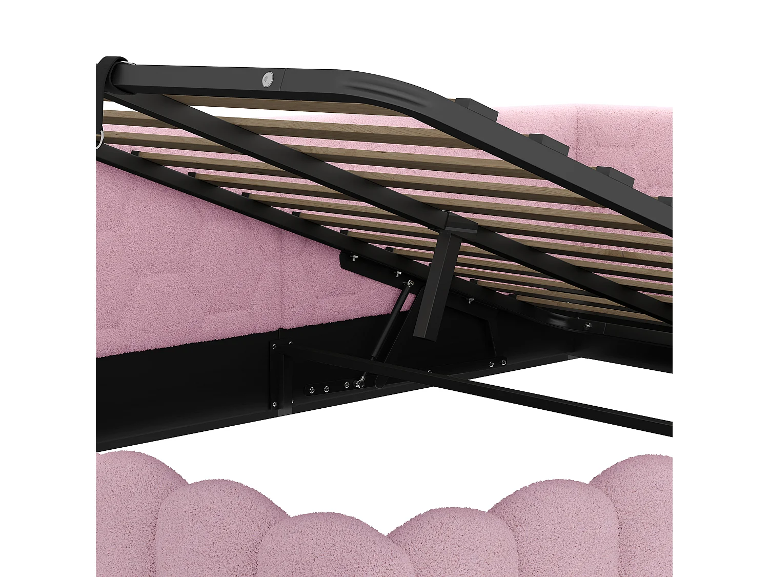 Ausziehbares Sofabett 140x200 cm - mit LED-Beleuchtung - mit USB + Type-C - rosa (ohne Matratze)