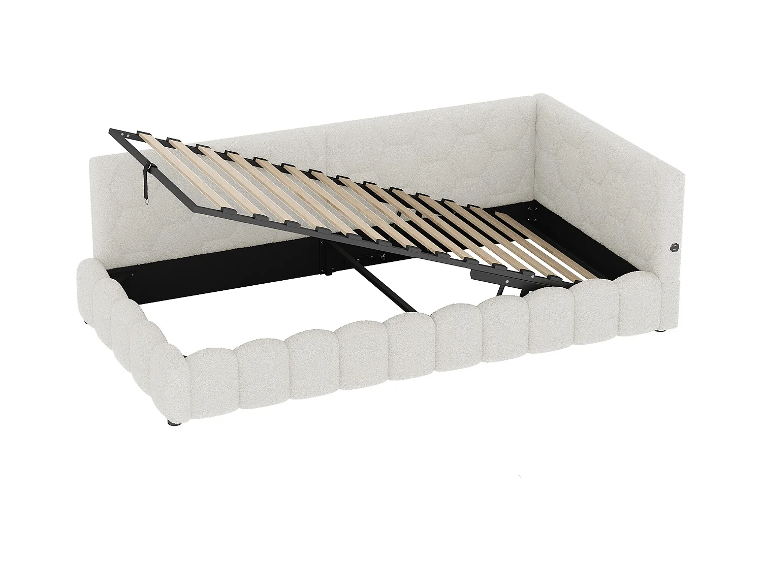 Canapé-lit coffre 90x200 cm - avec éclairage LED - avec USB + Type-C - blanc (sans matelas)