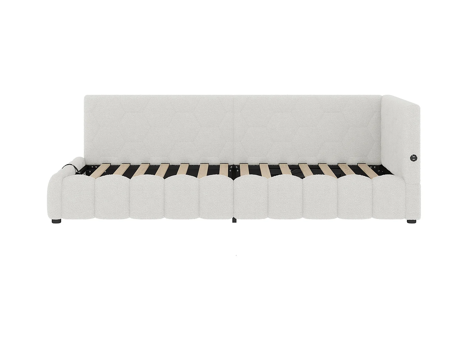Canapé-lit coffre 90x200 cm - avec éclairage LED - avec USB + Type-C - blanc (sans matelas)