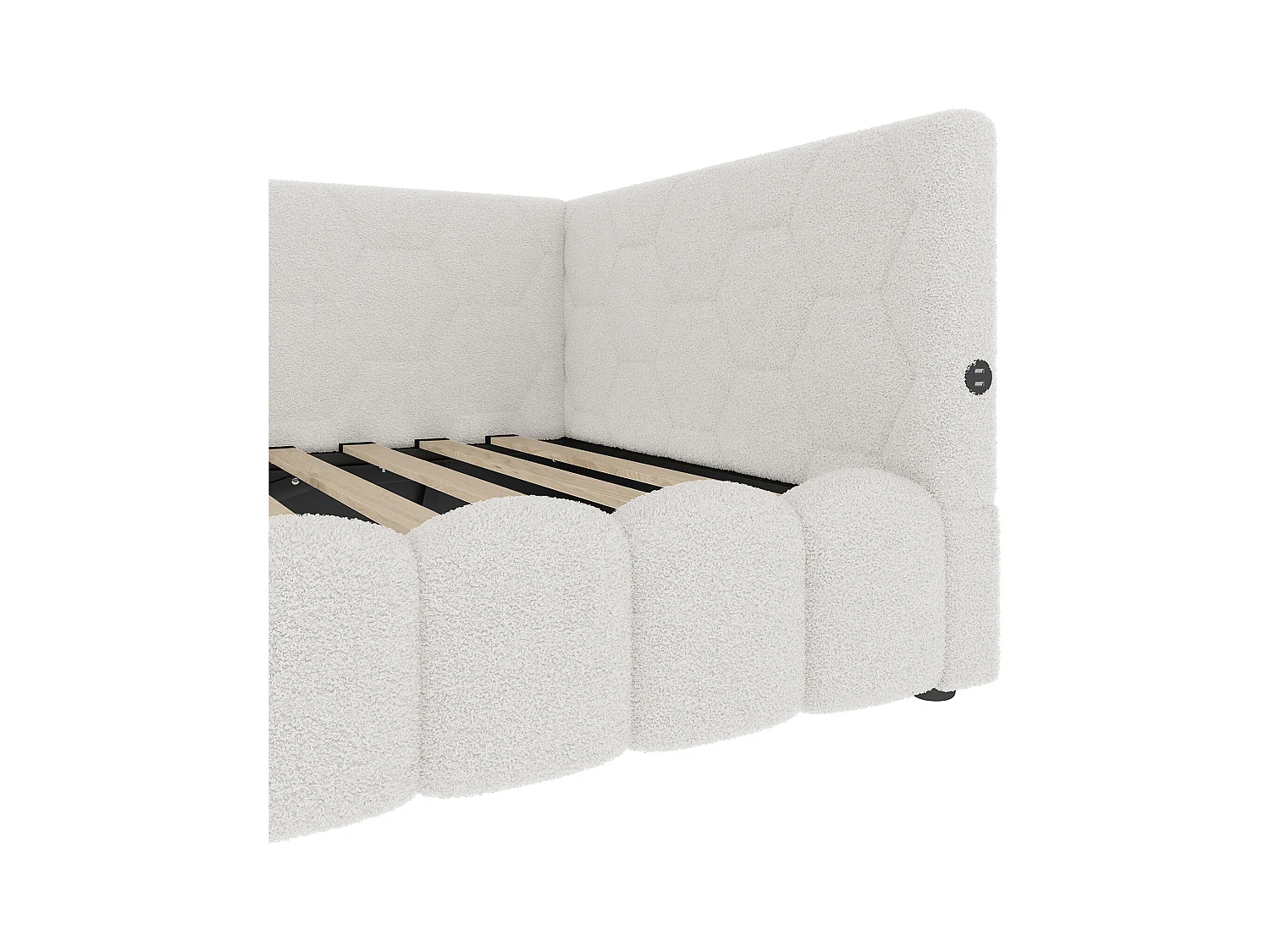 Canapé-lit coffre 90x200 cm - avec éclairage LED - avec USB + Type-C - blanc (sans matelas)