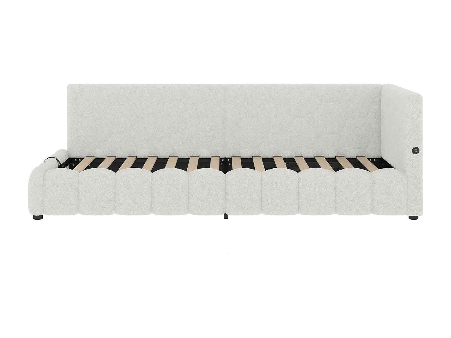 Ausziehbares Sofabett 90x200 cm - mit LED-Beleuchtung - mit USB + Type-C - weiß (ohne Matratze)