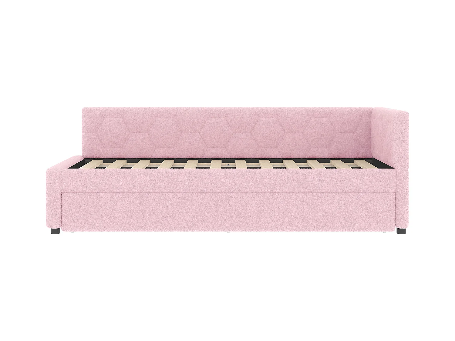 Canapé-lit 90x200 cm - avec lit gigogne - avec port USB + Type-C - rose (sans matelas)