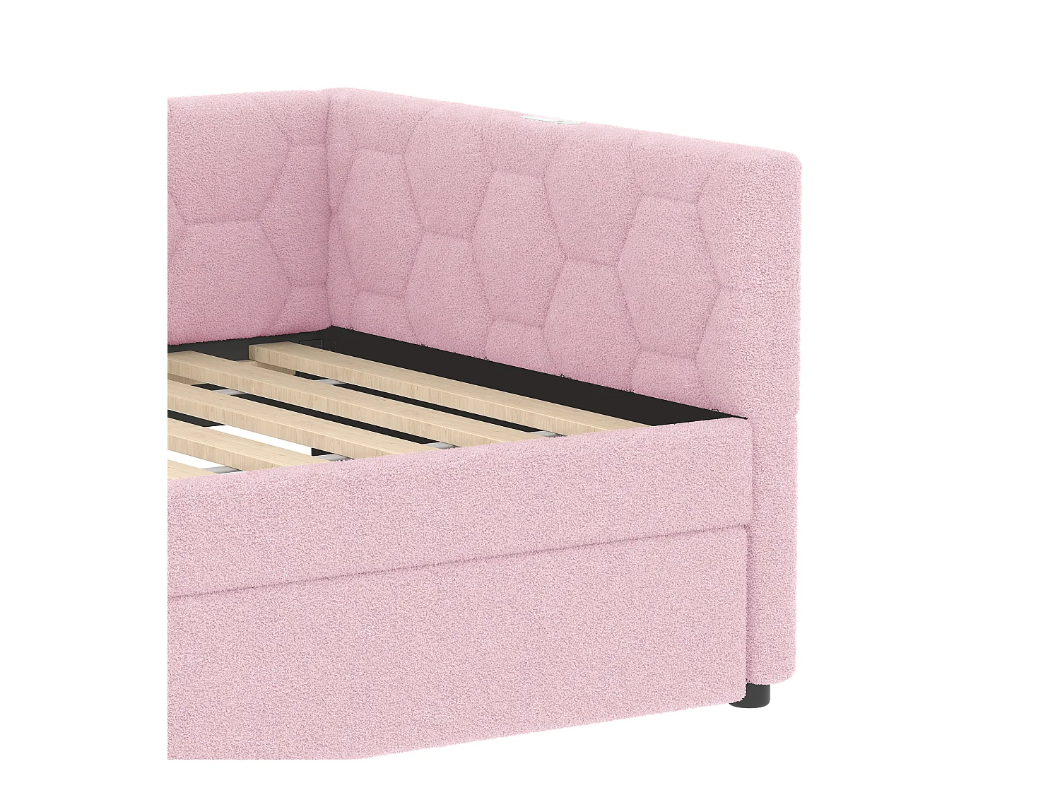 Canapé-lit 90x200 cm - avec lit gigogne - avec port USB + Type-C - rose (sans matelas)