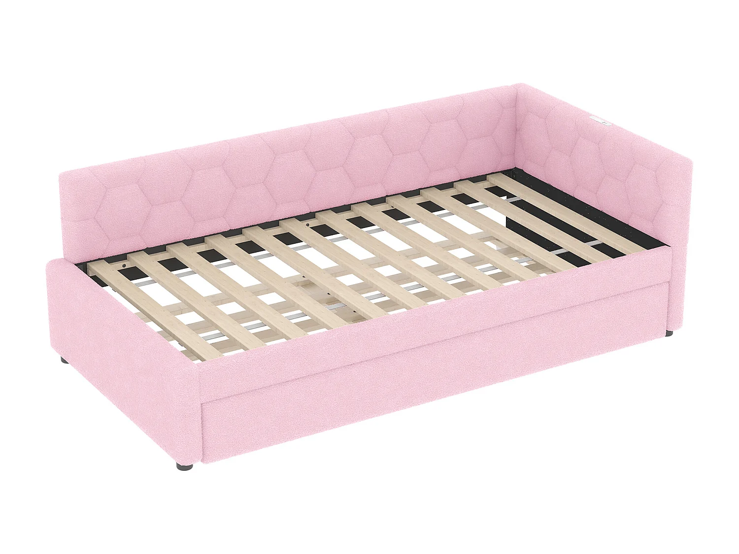 Slaapbank 90×200 cm - met opbergbed - met USB-poort + Type-C - roze (zonder matras)