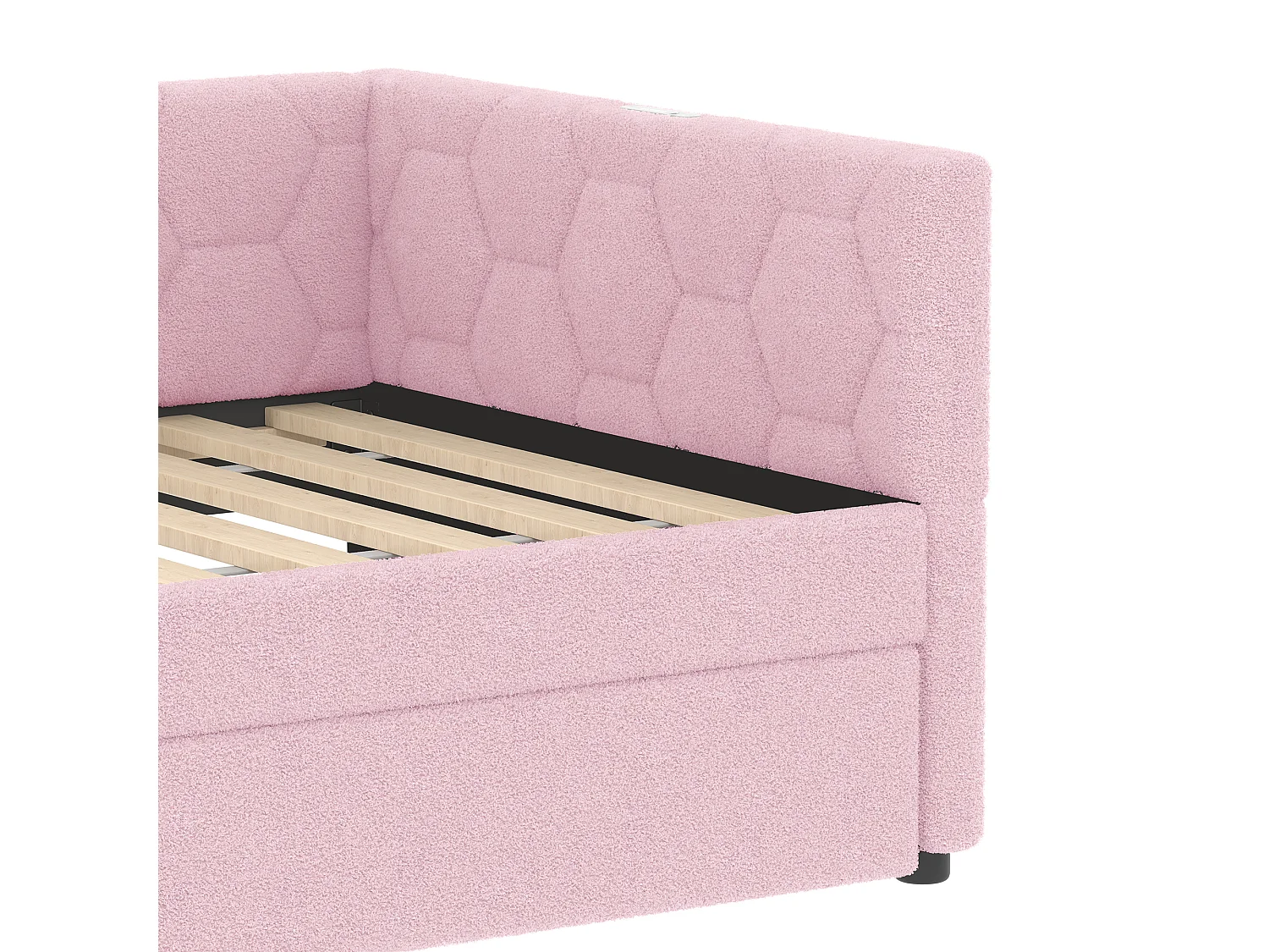 Slaapbank 90×200 cm - met opbergbed - met USB-poort + Type-C - roze (zonder matras)