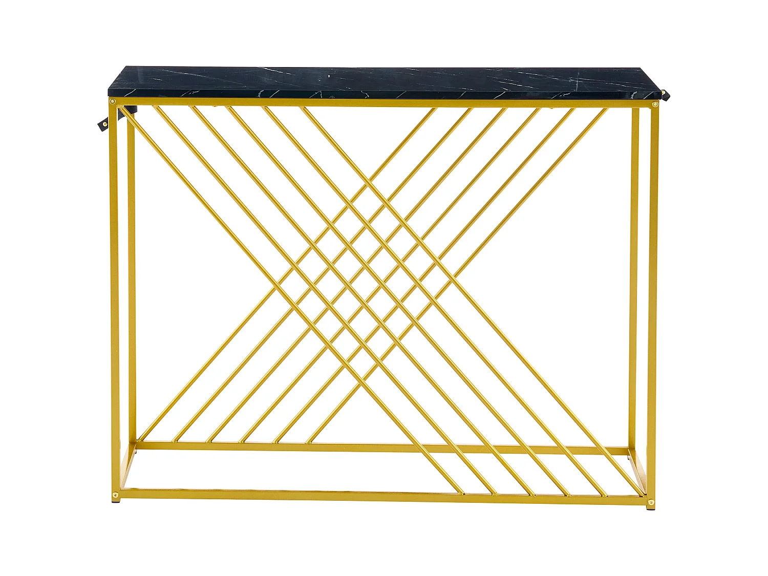 Wandconsole 100x35x77 cm - MDF - Gouden voet - Zwart