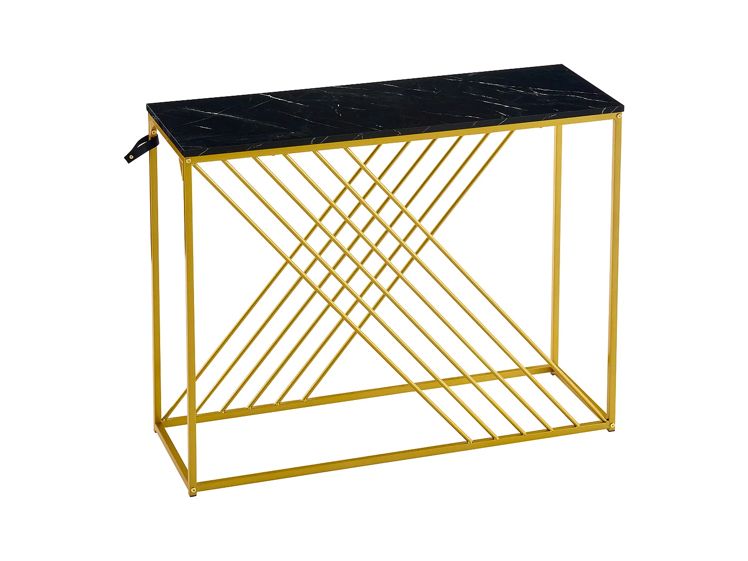 Wandconsole 100x35x77 cm - MDF - Gouden voet - Zwart