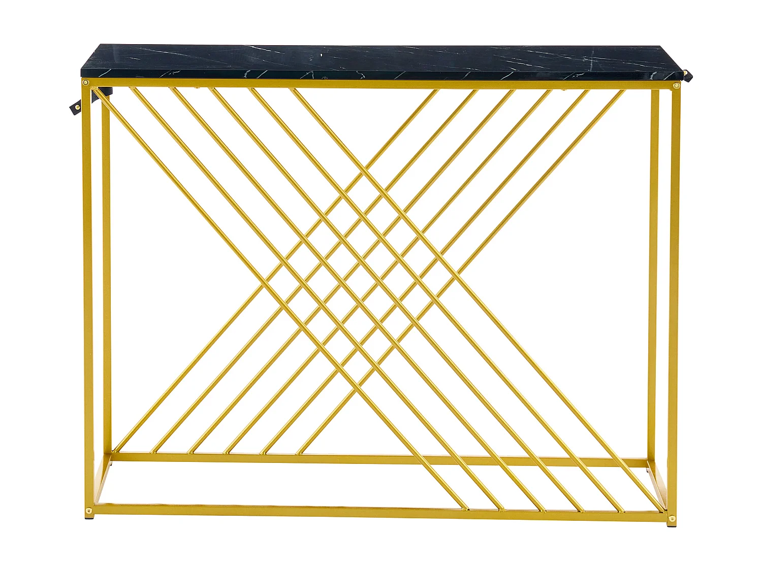 Table console 100x35x77cm - MDF - Base dorée - Noir