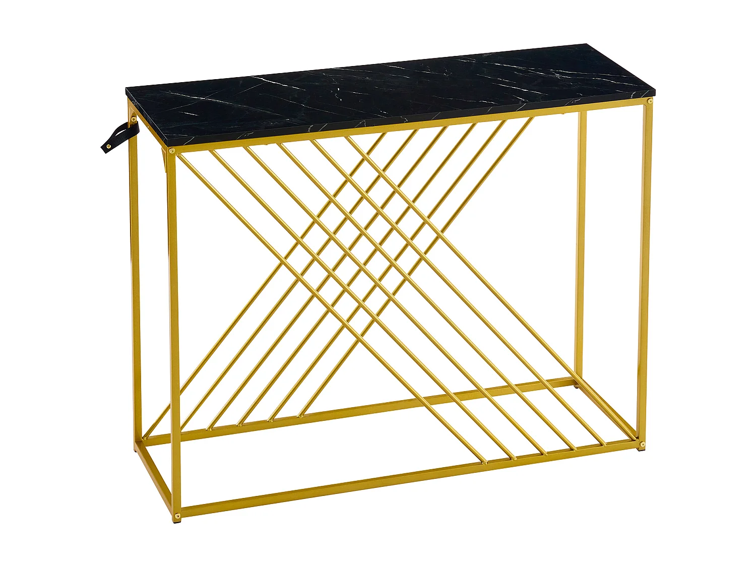 Table console 100x35x77cm - MDF - Base dorée - Noir