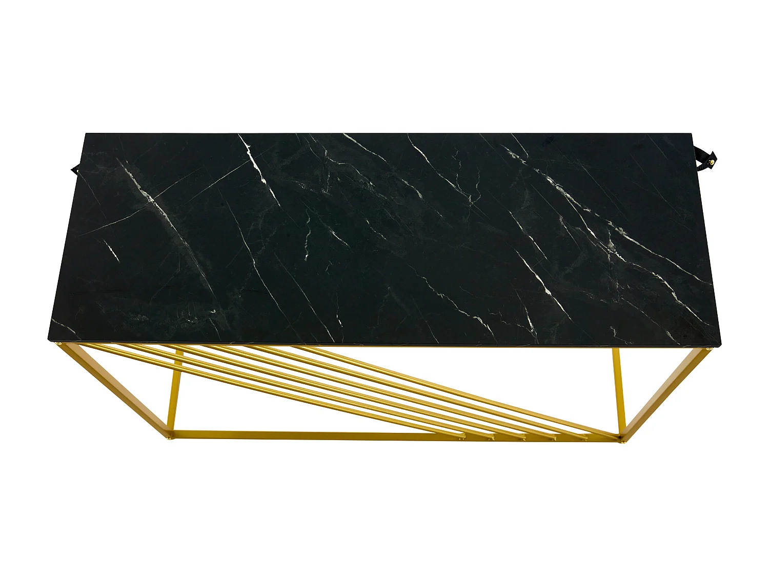 Table console 100x35x77cm - MDF - Base dorée - Noir