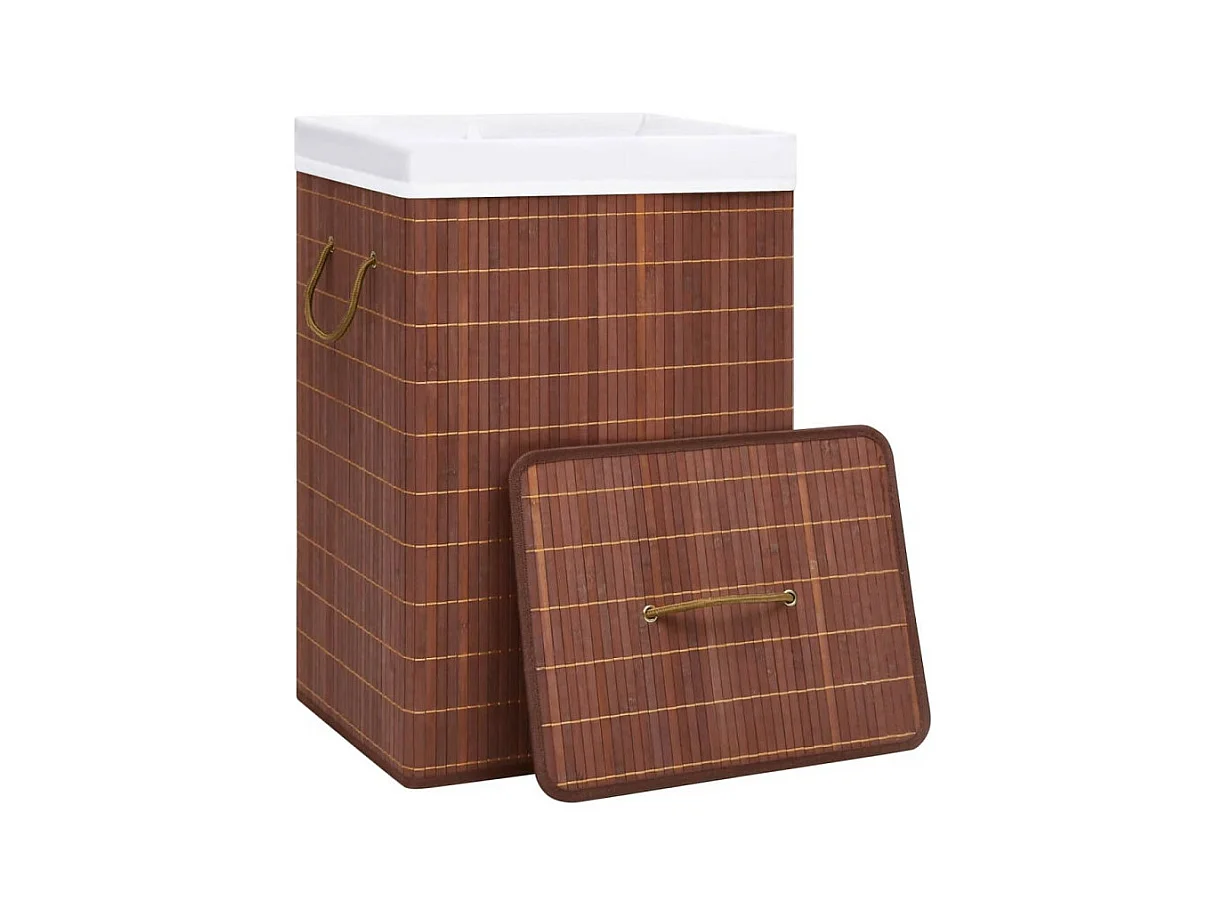 Bambus-Wäschekorb mit 2 Fächern Braun 72 L