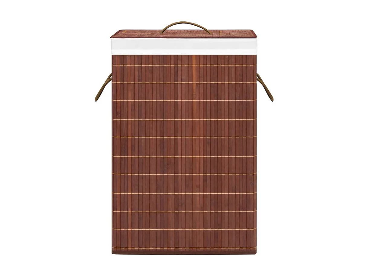 Panier à linge avec 2 sections bambou marron 72 L