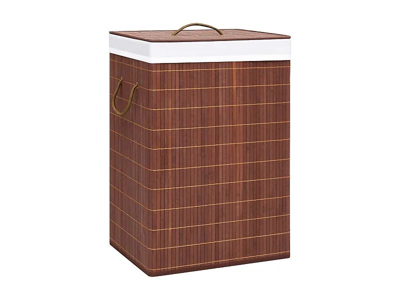 Cesto de Roupa Suja em Bambu com 2 Secções - 72 Litros
