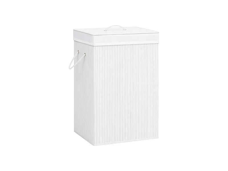 Bambus-Wäschekorb mit 2 Fächern Weiß 72 L