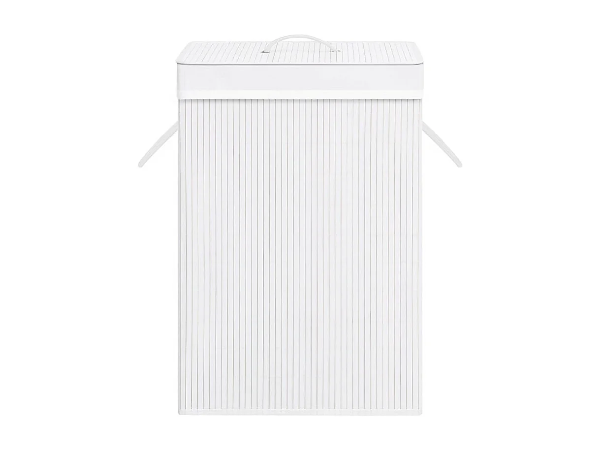 Bambus-Wäschekorb mit 2 Fächern Weiß 72 L