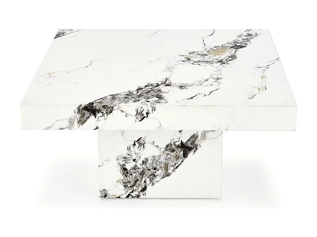 Tavolino Monolit/impiallacciatura MDF/disegno marmo/bianco
