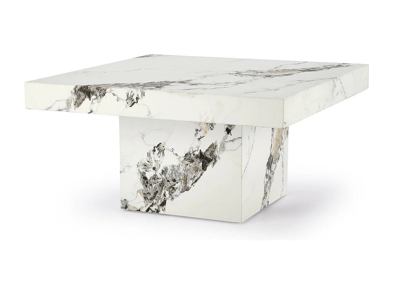 Tavolino Monolit/impiallacciatura MDF/disegno marmo/bianco