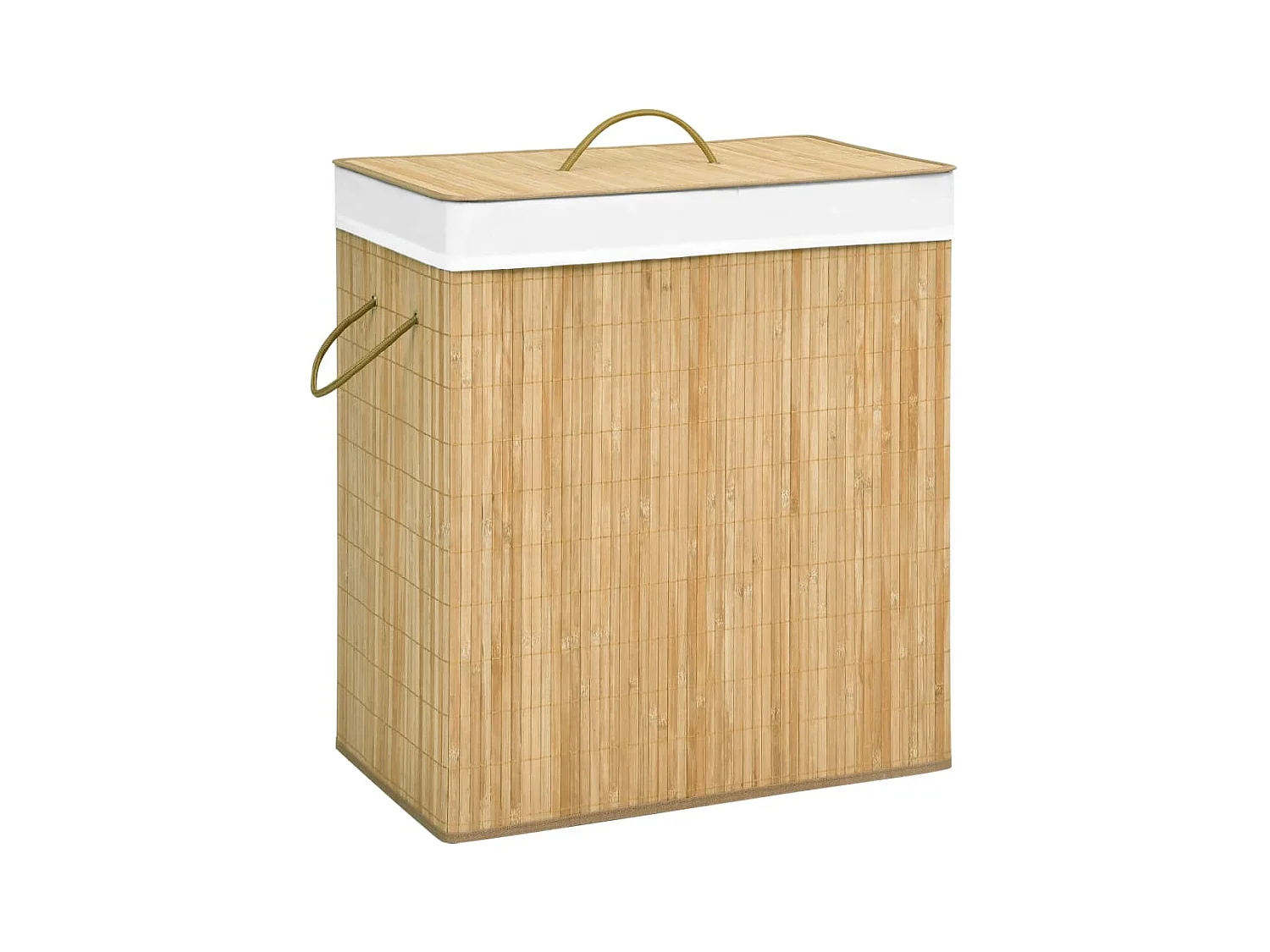 Bambus-Wäschekorb mit 2 Fächern 100 L