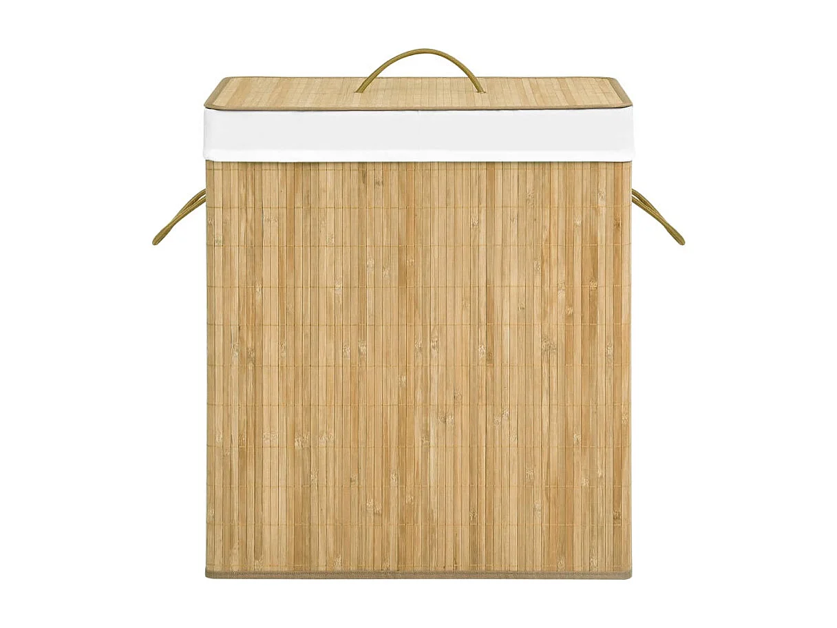 Kosz na pranie z 2 sekcjami, 100 l, bambus.