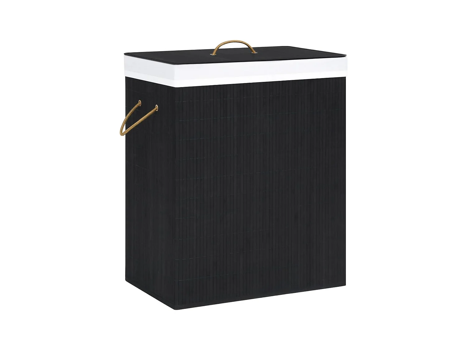 Panier à linge avec 2 sections bambou noir 100 L