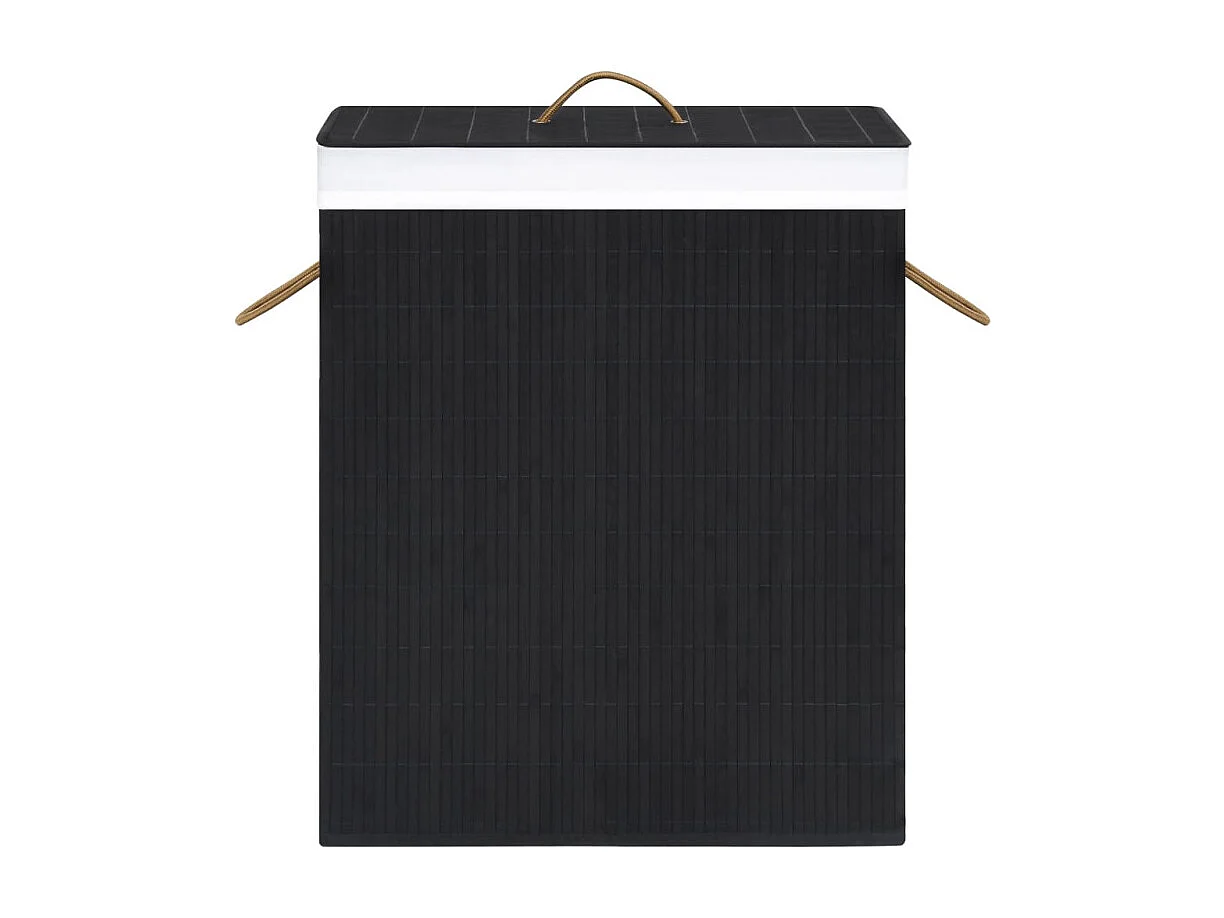 Panier à linge avec 2 sections bambou noir 100 L
