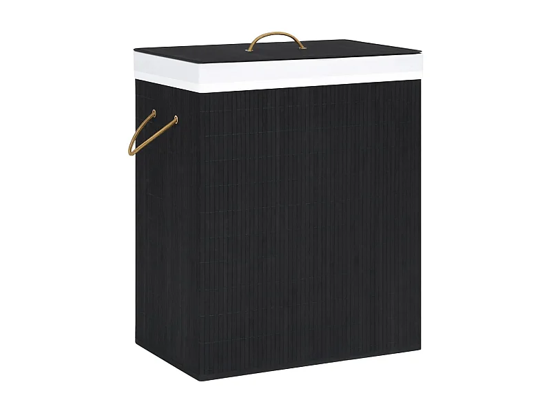 Panier à linge avec 2 sections bambou noir 100 L