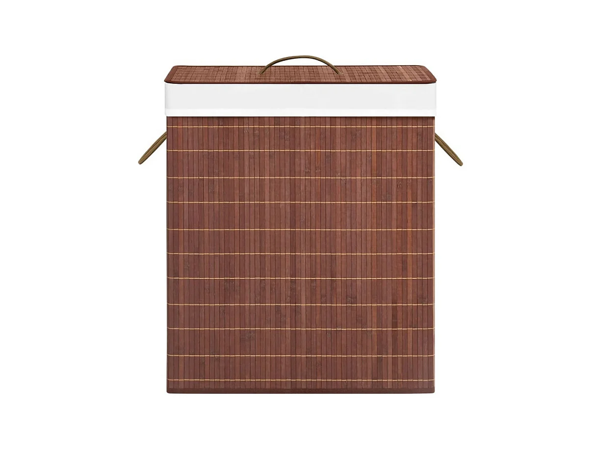 Bambus-Wäschekorb mit 2 Fächern Braun 100 L