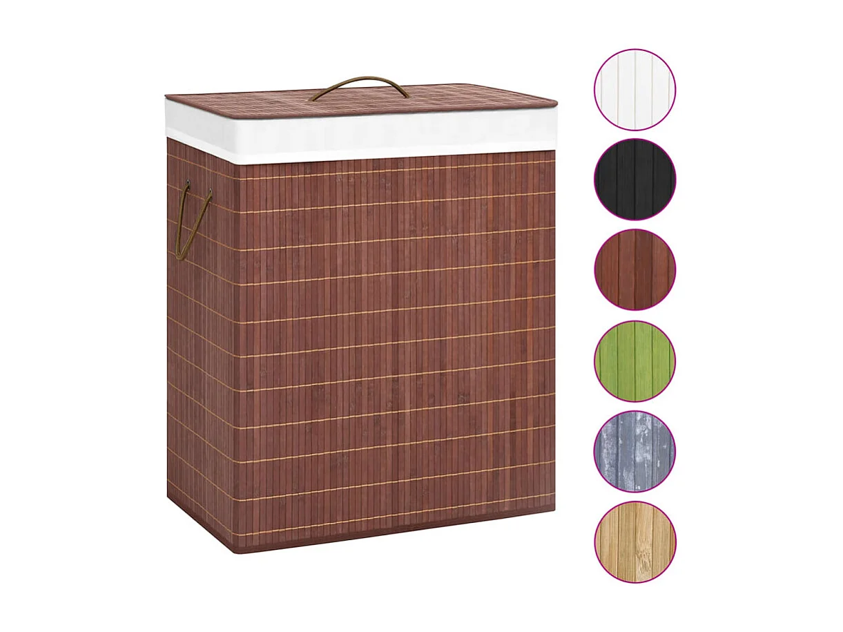 Panier à linge avec 2 sections bambou marron 100 L