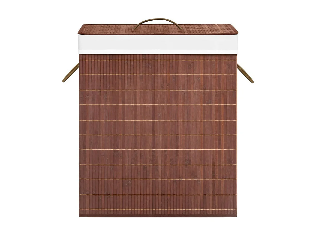 Panier à linge avec 2 sections bambou marron 100 L