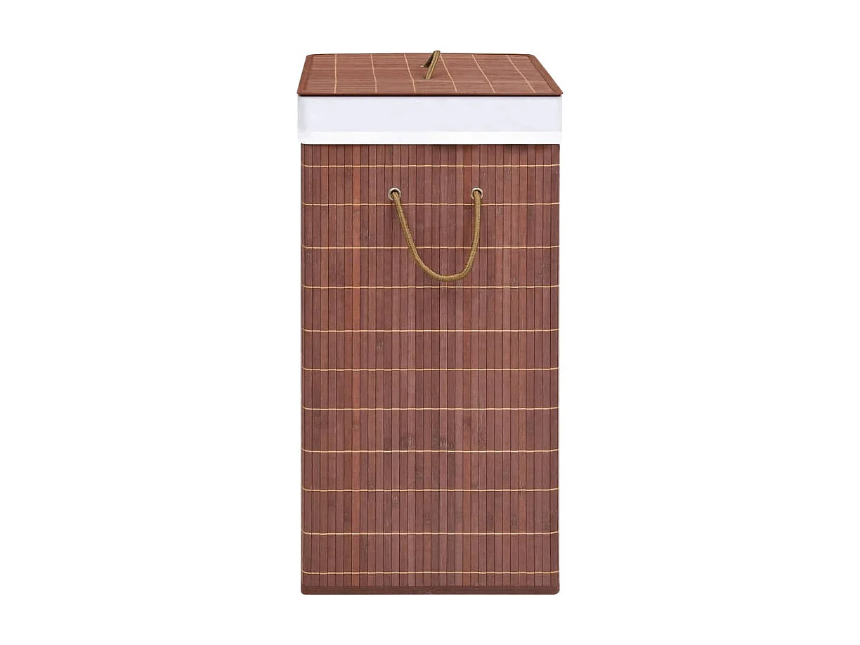 Panier à linge avec 2 sections bambou marron 100 L