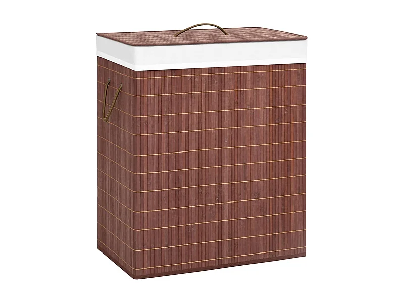Panier à linge avec 2 sections bambou marron 100 L