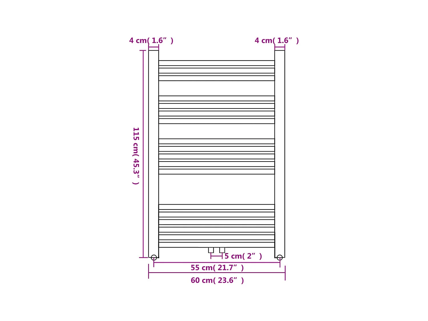Radiateur sèche-serviettes vertical de salle de bain 600x1160mm