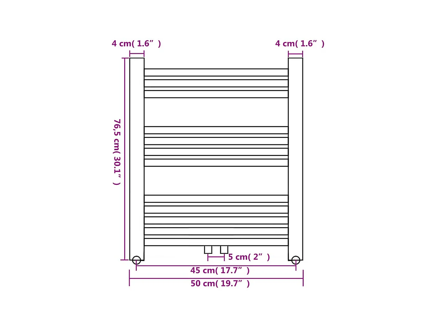 Radiateur sèche-serviettes vertical de salle de bain 500x764 mm
