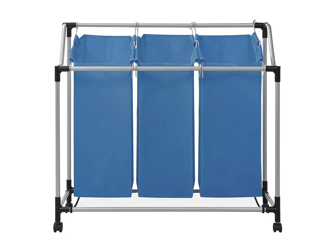 Trieuse à linge avec 3 sacs Bleu Acier