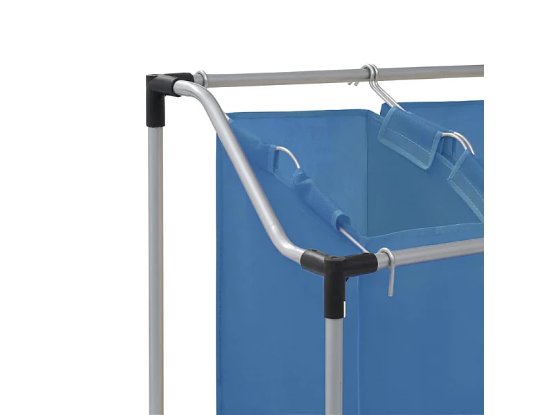 Wäschesortierer mit 3 Taschen Blau Stahl