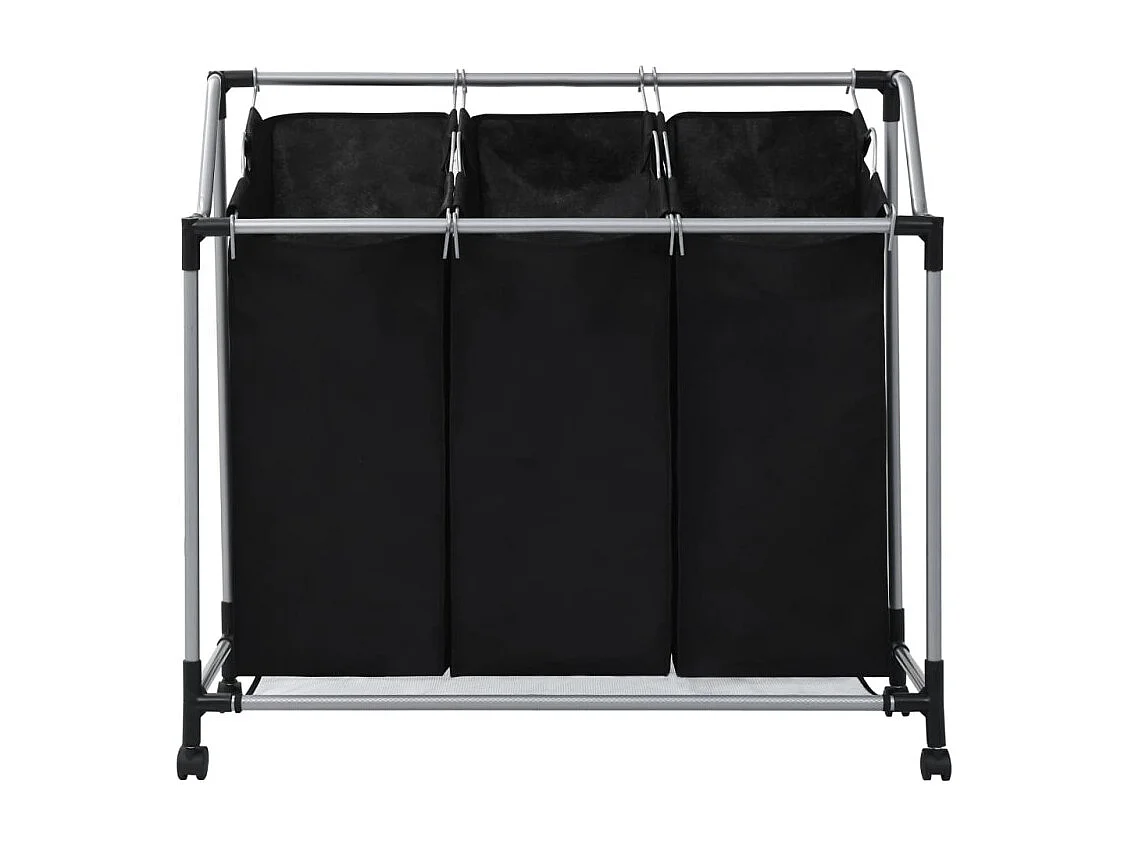 Trieuse à linge avec 3 sacs Noir Acier