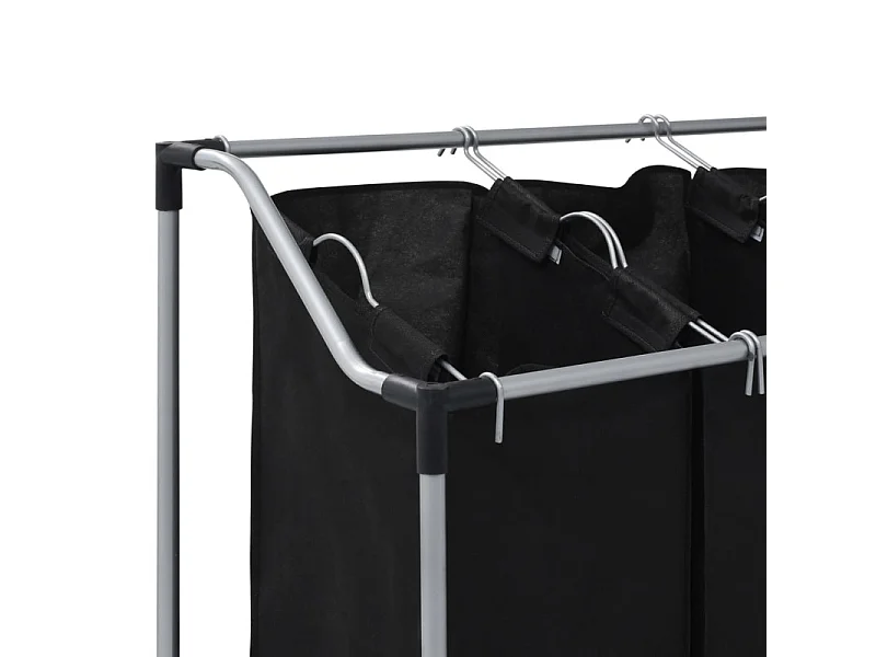Trieuse à linge avec 3 sacs Noir Acier