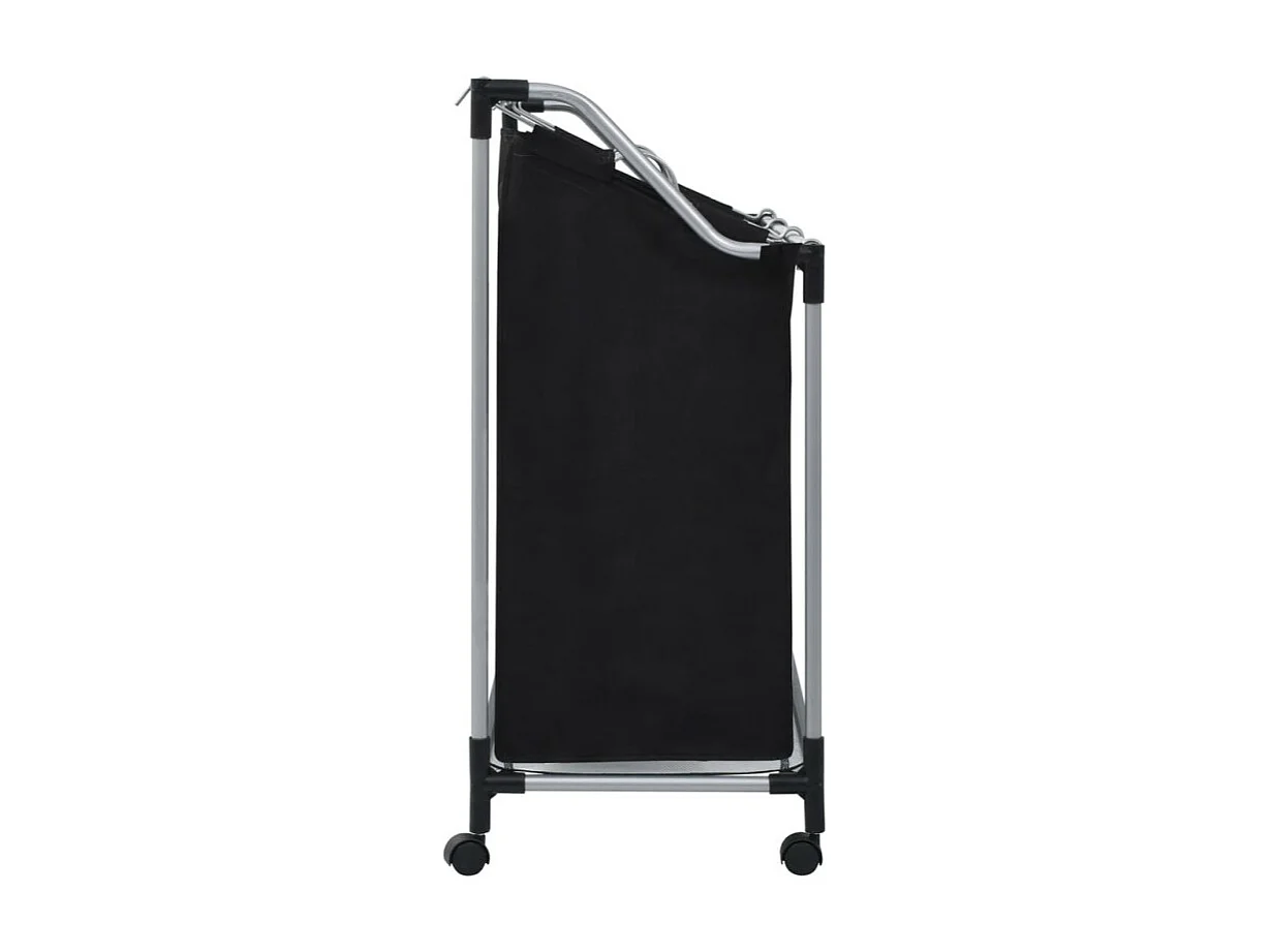 Wäschekorb mit 3 Taschen Schwarz Stahl