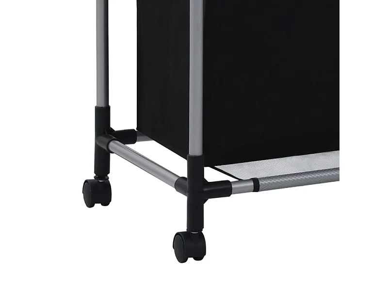 Wäschekorb mit 3 Taschen Schwarz Stahl