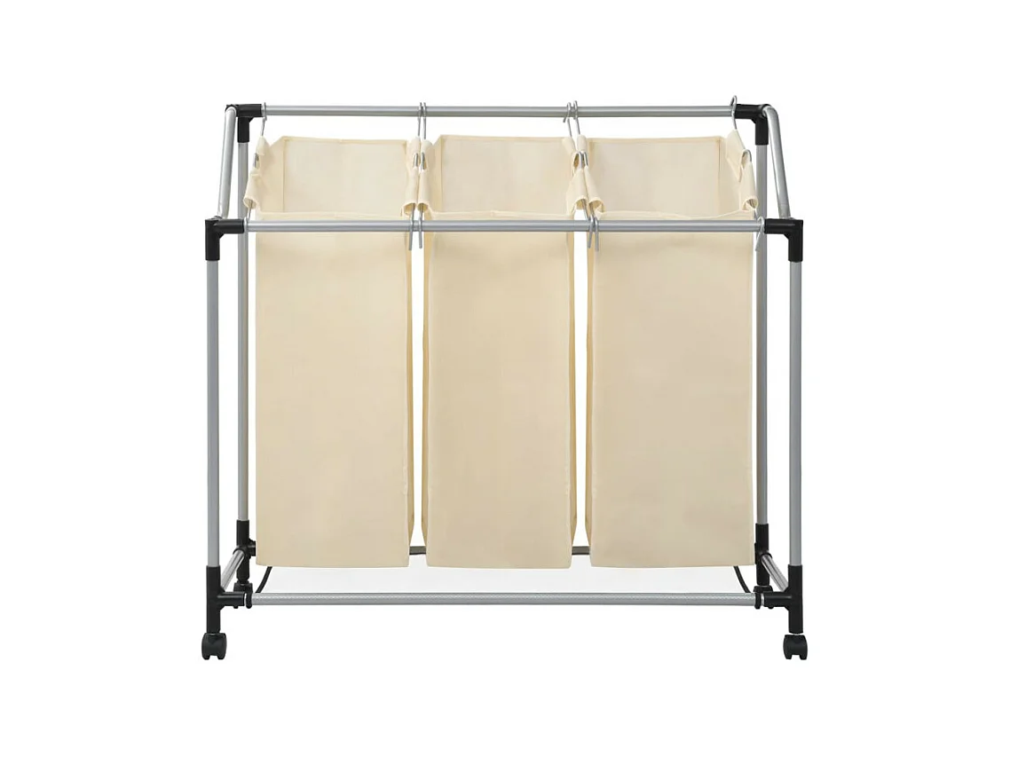 Trieuse à linge avec 3 sacs Crème Acier