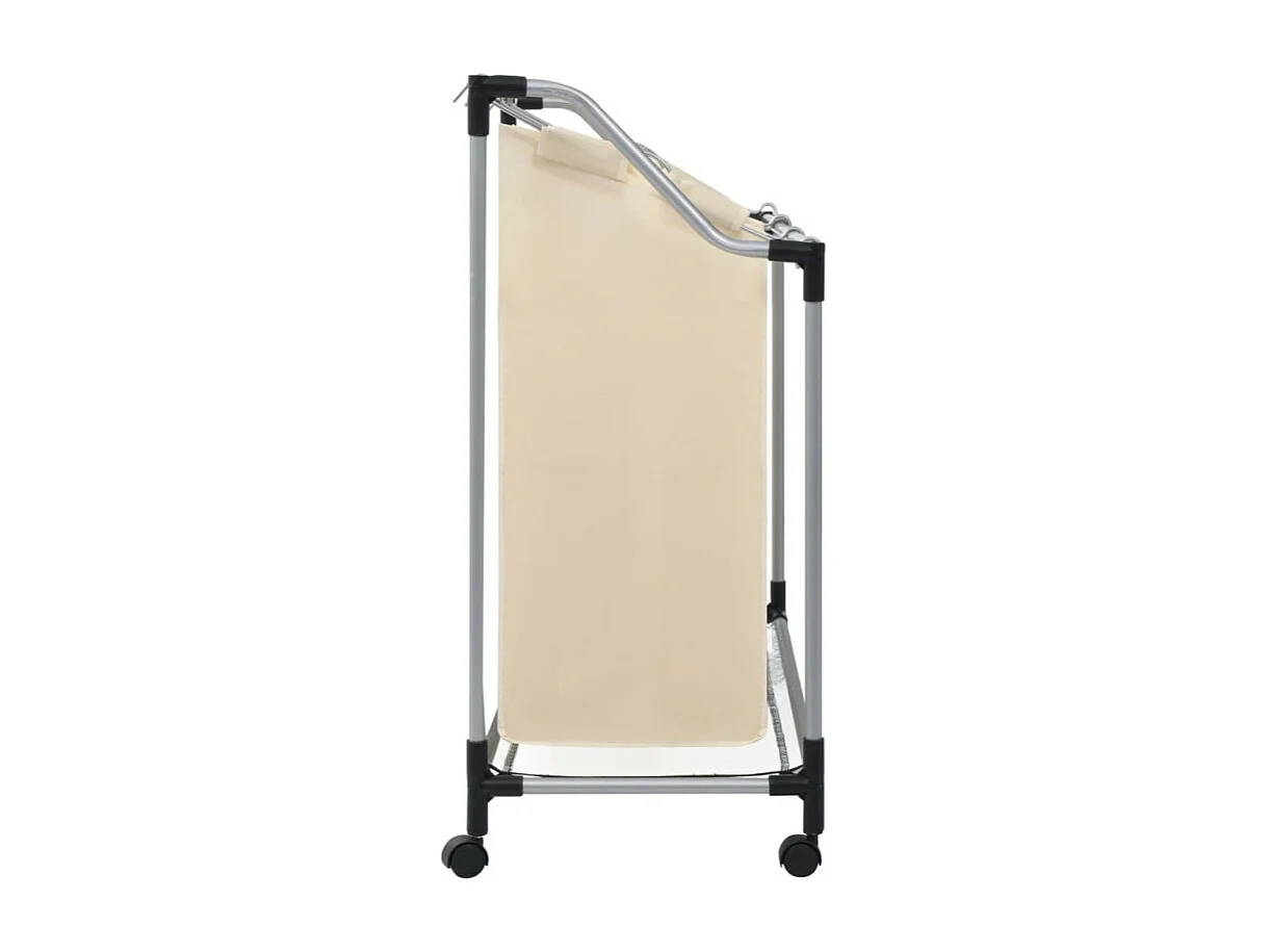 Wäschekorb mit 3 Taschen Creme Stahl