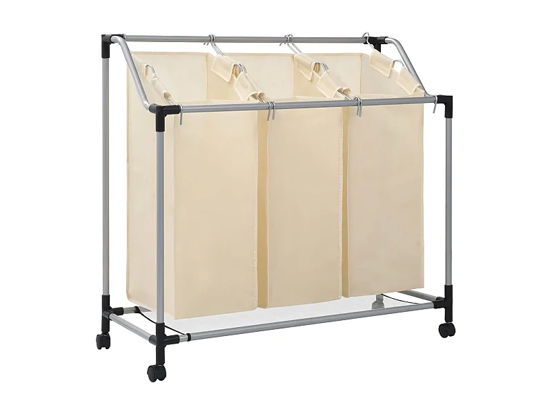 Trieuse à linge avec 3 sacs Crème Acier