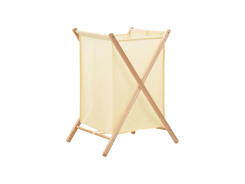 Wäschekorb Zedernholz und Stoff Beige 42x41x64 cm