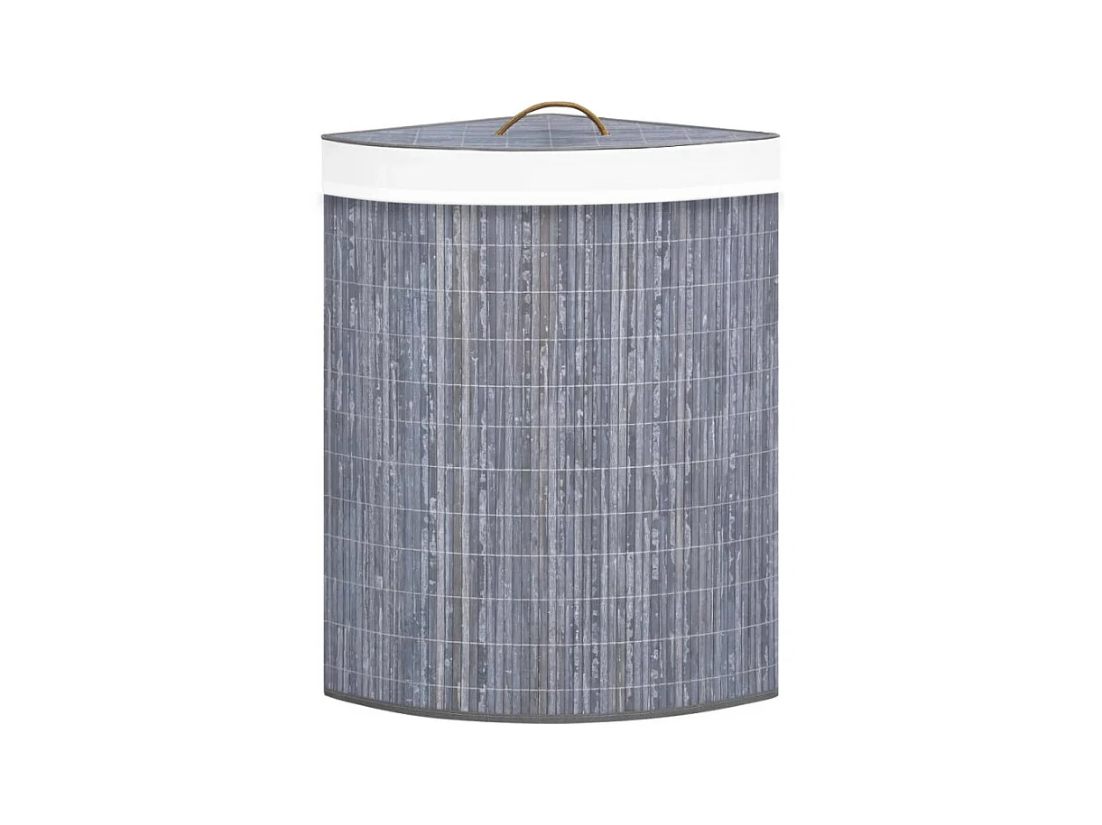 Panier à linge d angle Bambou Gris 60 L