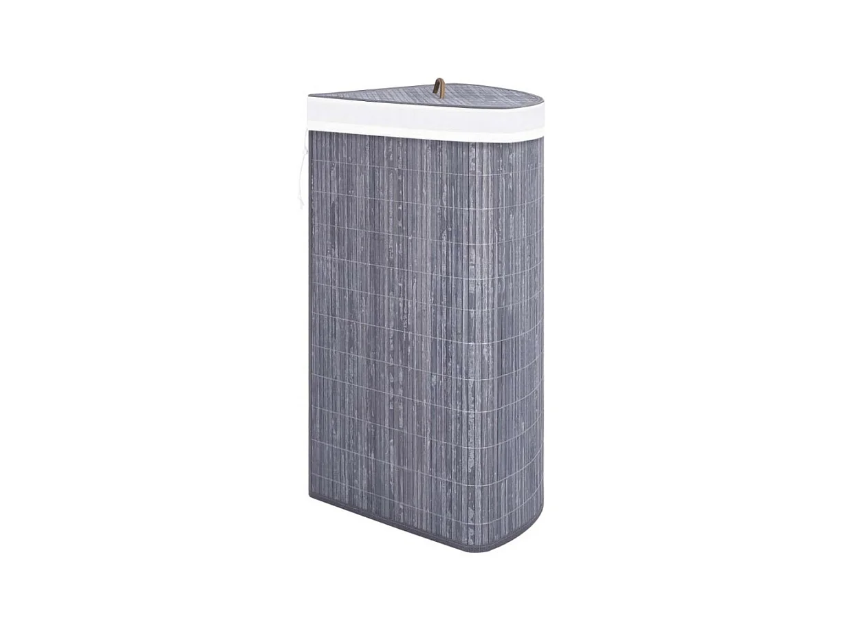 Panier à linge d angle Bambou Gris 60 L